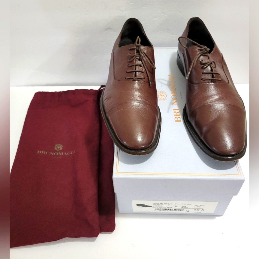 Bruno Magli Maioco Men’s Pre-owned Cap Toe Oxford Brown Dress Shoes